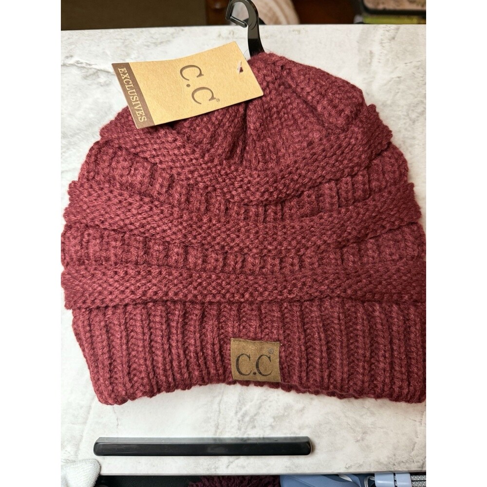 CC Beanie Womens Cap Hat Skully Unisex Slouch Color Cable Knit Beanie